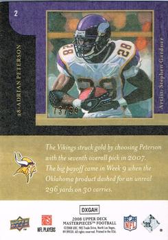 2008 Upper Deck Masterpieces - Framed Brown #2 Adrian Peterson Back