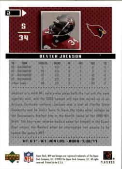 2003 Upper Deck MVP #2 Dexter Jackson Back