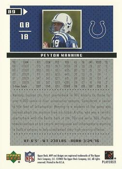 2003 Upper Deck MVP #89 Peyton Manning Back