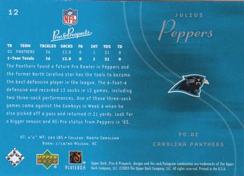 2003 Upper Deck Pros & Prospects #12 Julius Peppers Back
