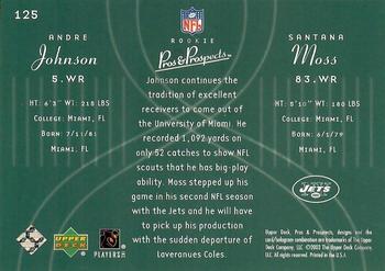 2003 Upper Deck Pros & Prospects #125 Andre Johnson / Santana Moss Back