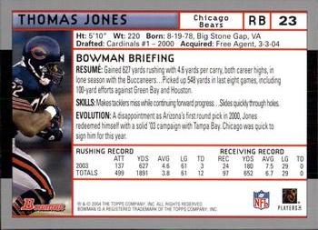 2004 Bowman #23 Thomas Jones Back