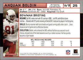 2004 Bowman #25 Anquan Boldin Back