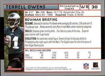2004 Bowman #30 Terrell Owens Back