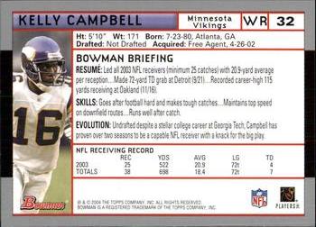 2004 Bowman #32 Kelly Campbell Back
