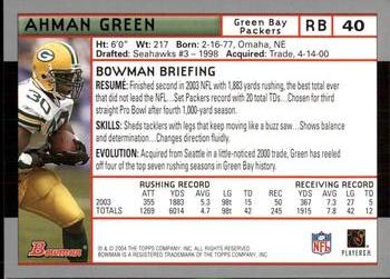 2004 Bowman #40 Ahman Green Back