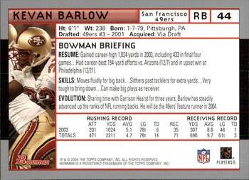 2004 Bowman #44 Kevan Barlow Back