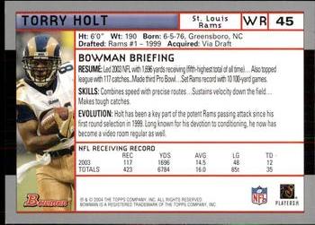 2004 Bowman #45 Torry Holt Back