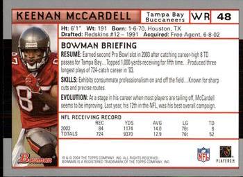 2004 Bowman #48 Keenan McCardell Back