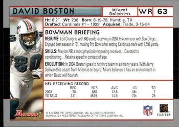 2004 Bowman #63 David Boston Back