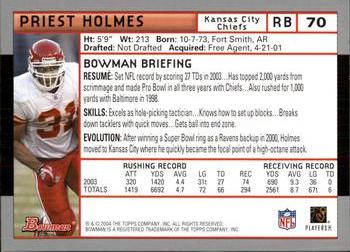 2004 Bowman #70 Priest Holmes Back