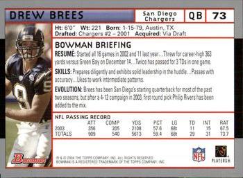 2004 Bowman #73 Drew Brees Back
