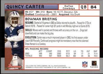 2004 Bowman #84 Quincy Carter Back