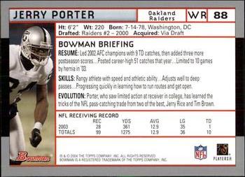 2004 Bowman #88 Jerry Porter Back