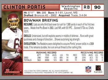 2004 Bowman #90 Clinton Portis Back