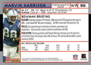 2004 Bowman #95 Marvin Harrison Back