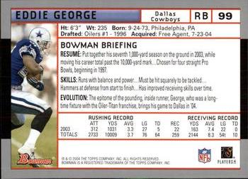 2004 Bowman #99 Eddie George Back