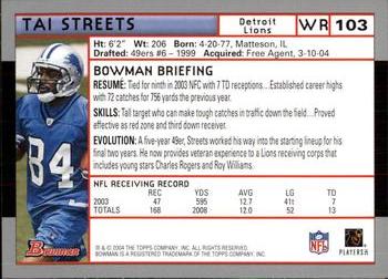2004 Bowman #103 Tai Streets Back