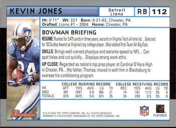 2004 Bowman #112 Kevin Jones Back