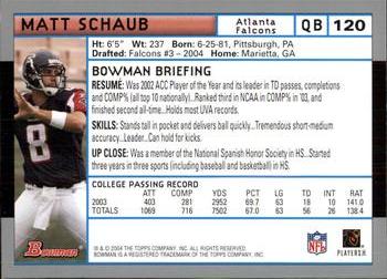 2004 Bowman #120 Matt Schaub Back