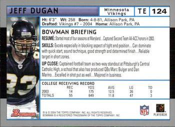 2004 Bowman #124 Jeff Dugan Back