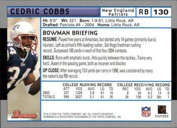 2004 Bowman #130 Cedric Cobbs Back
