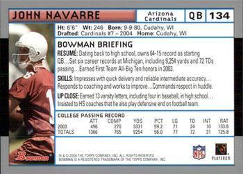 2004 Bowman #134 John Navarre Back