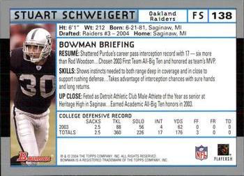 2004 Bowman #138 Stuart Schweigert Back