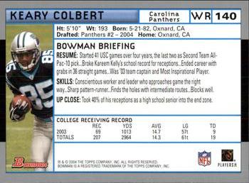 2004 Bowman #140 Keary Colbert Back