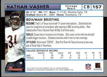 2004 Bowman #157 Nathan Vasher Back