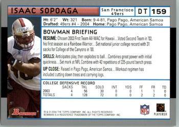 2004 Bowman #159 Isaac Sopoaga Back
