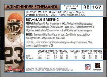 2004 Bowman #167 Adimchinobe Echemandu Back