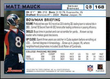 2004 Bowman #168 Matt Mauck Back