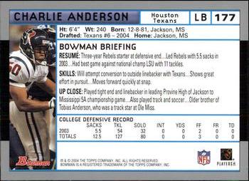 2004 Bowman #177 Charlie Anderson Back