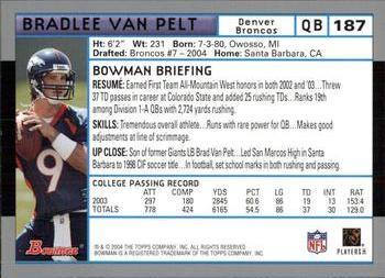 2004 Bowman #187 Bradlee Van Pelt Back