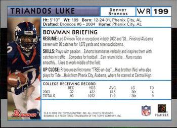 2004 Bowman #199 Triandos Luke Back