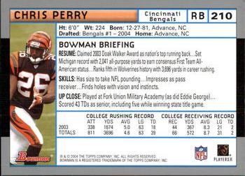 2004 Bowman #210 Chris Perry Back