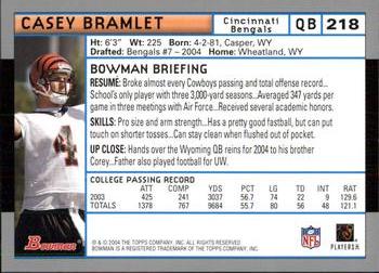 2004 Bowman #218 Casey Bramlet Back