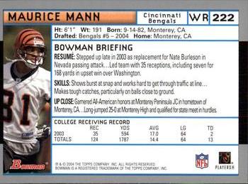 2004 Bowman #222 Maurice Mann Back