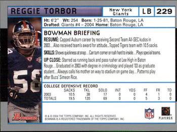 2004 Bowman #229 Reggie Torbor Back