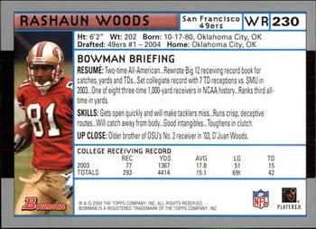 2004 Bowman #230 Rashaun Woods Back