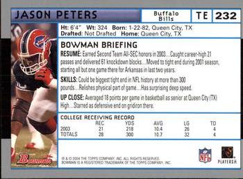 2004 Bowman #232 Jason Peters Back