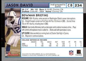 2004 Bowman #234 Jason David Back