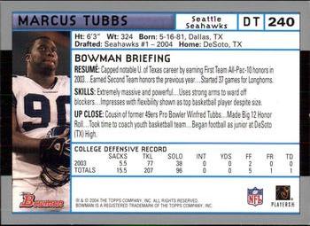 2004 Bowman #240 Marcus Tubbs Back