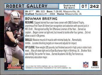 2004 Bowman #242 Robert Gallery Back