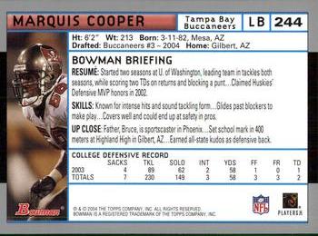 2004 Bowman #244 Marquis Cooper Back