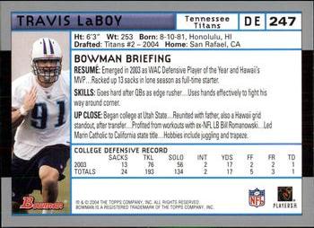 2004 Bowman #247 Travis LaBoy Back