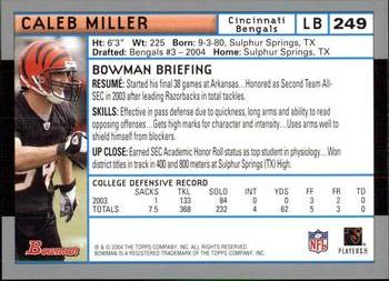 2004 Bowman #249 Caleb Miller Back