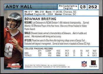 2004 Bowman #252 Andy Hall Back