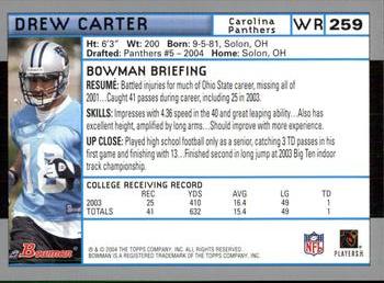 2004 Bowman #259 Drew Carter Back